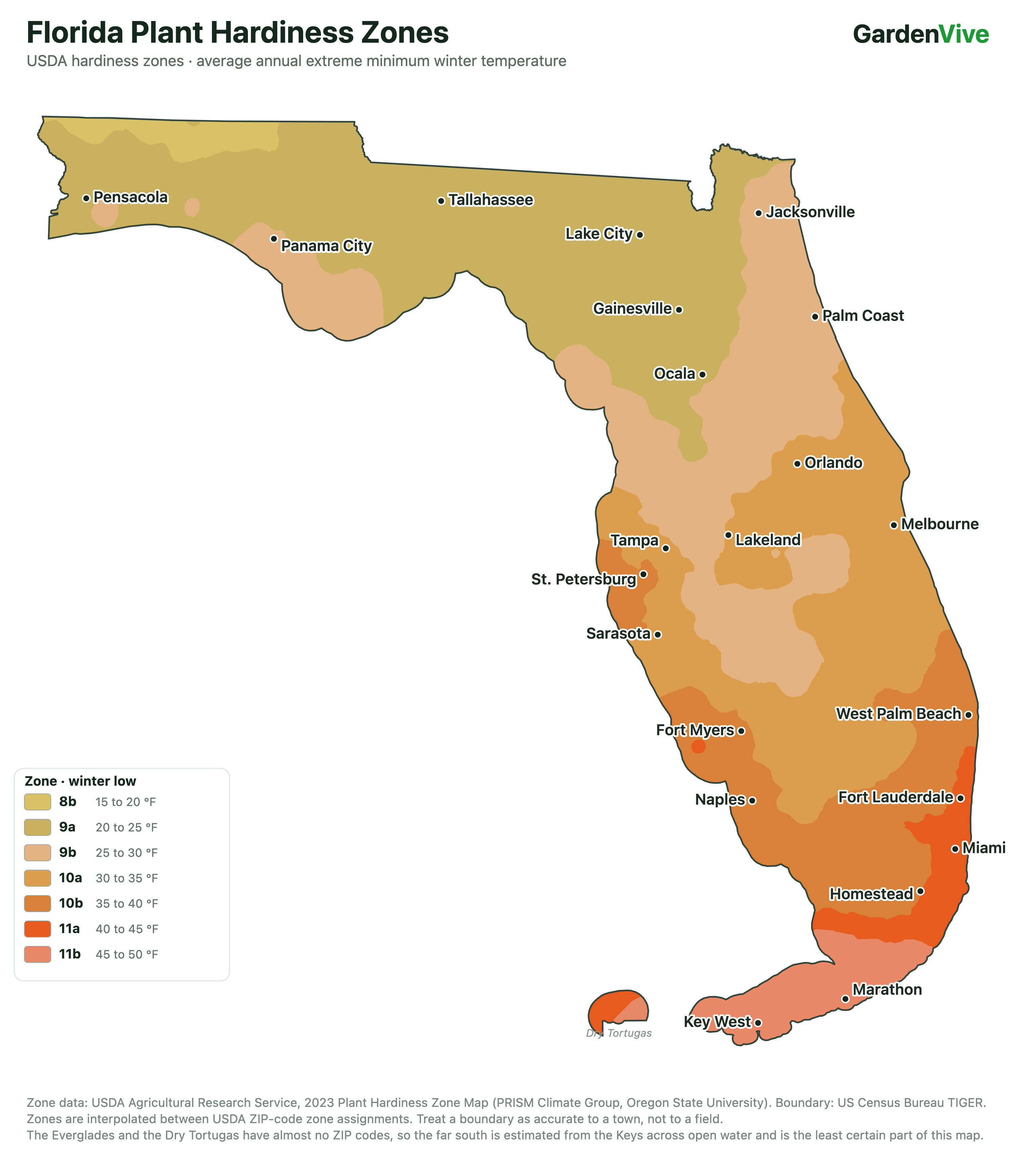 Florida new USDA zone map