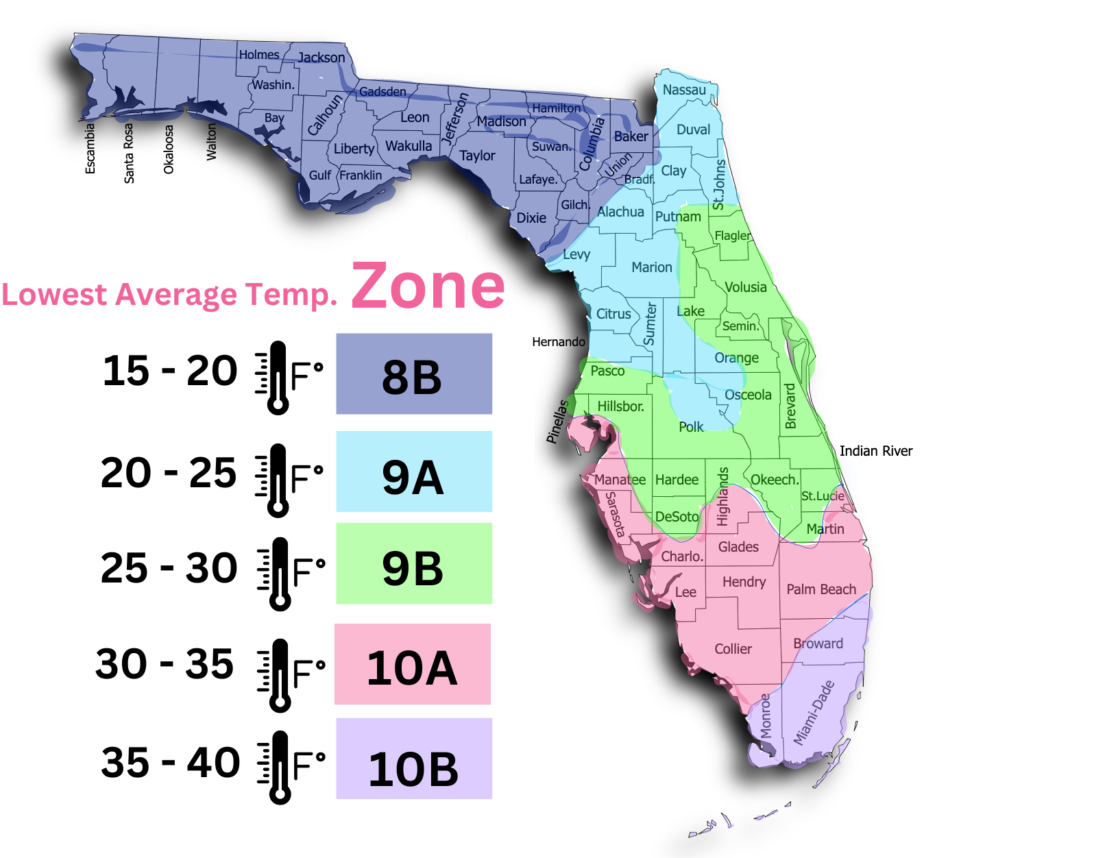 Florida Gardening Zones Map Hardiness - Florida Gardening Zones Map 1
